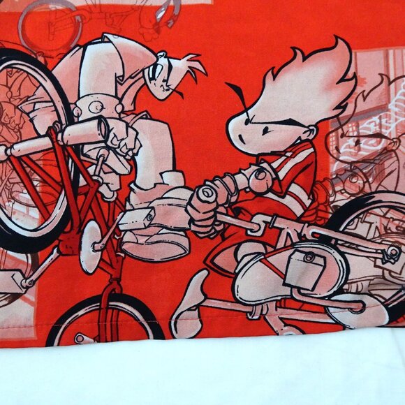 Vintage Flamehead JNCO Button Shirt Medium Red 90s Skater BMX Bike Cartoon Skate - Picture 16 of 16